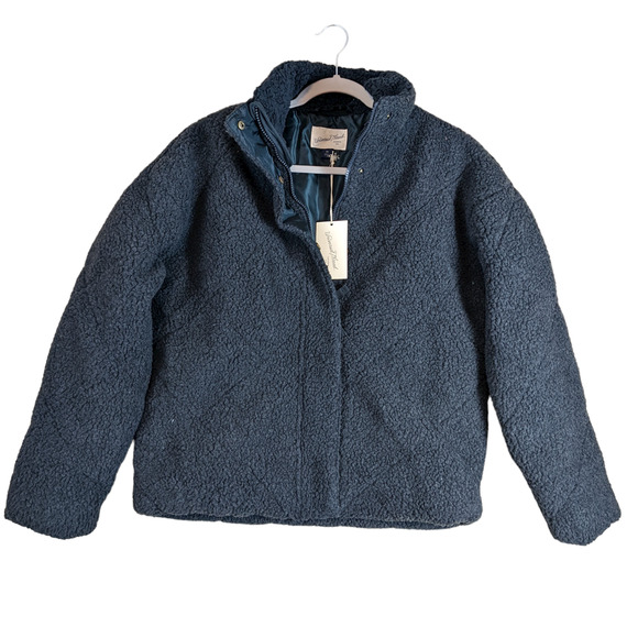 Universal Thread Quilted Sherpa Coat Jacket Hematite Gray XS Lined Zip Snap Warm - Picture 1 of 10